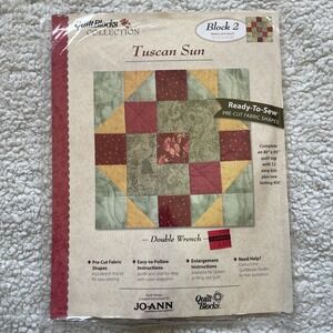 JoAnn Tuscan Sun Monthly Quilt Block #2  Double Wrench Vintage New Sealed